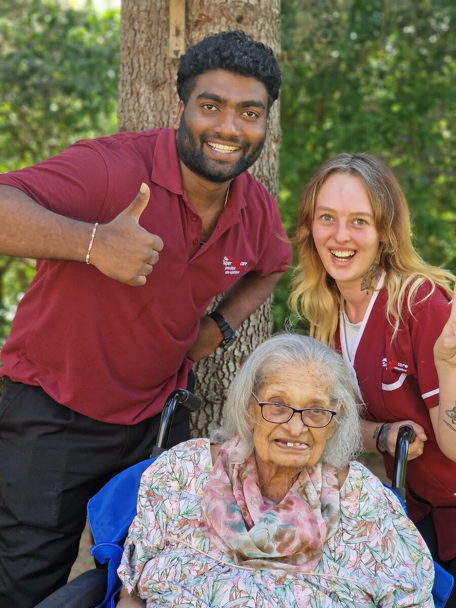 Super Healthcare carers with a client on an outing